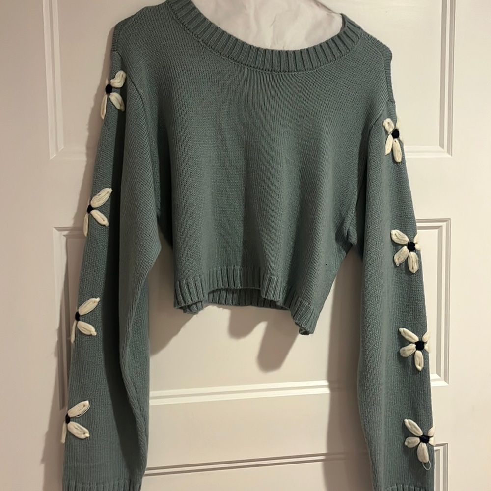 Altar’d State Blue Cropped Sweater